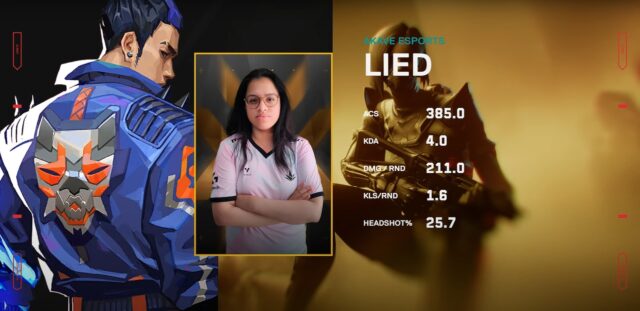 Stats de daño del Main Event: Lied brilla con un ACS de 385 y 2.08 de ratio, liderando la victoria de Akave.